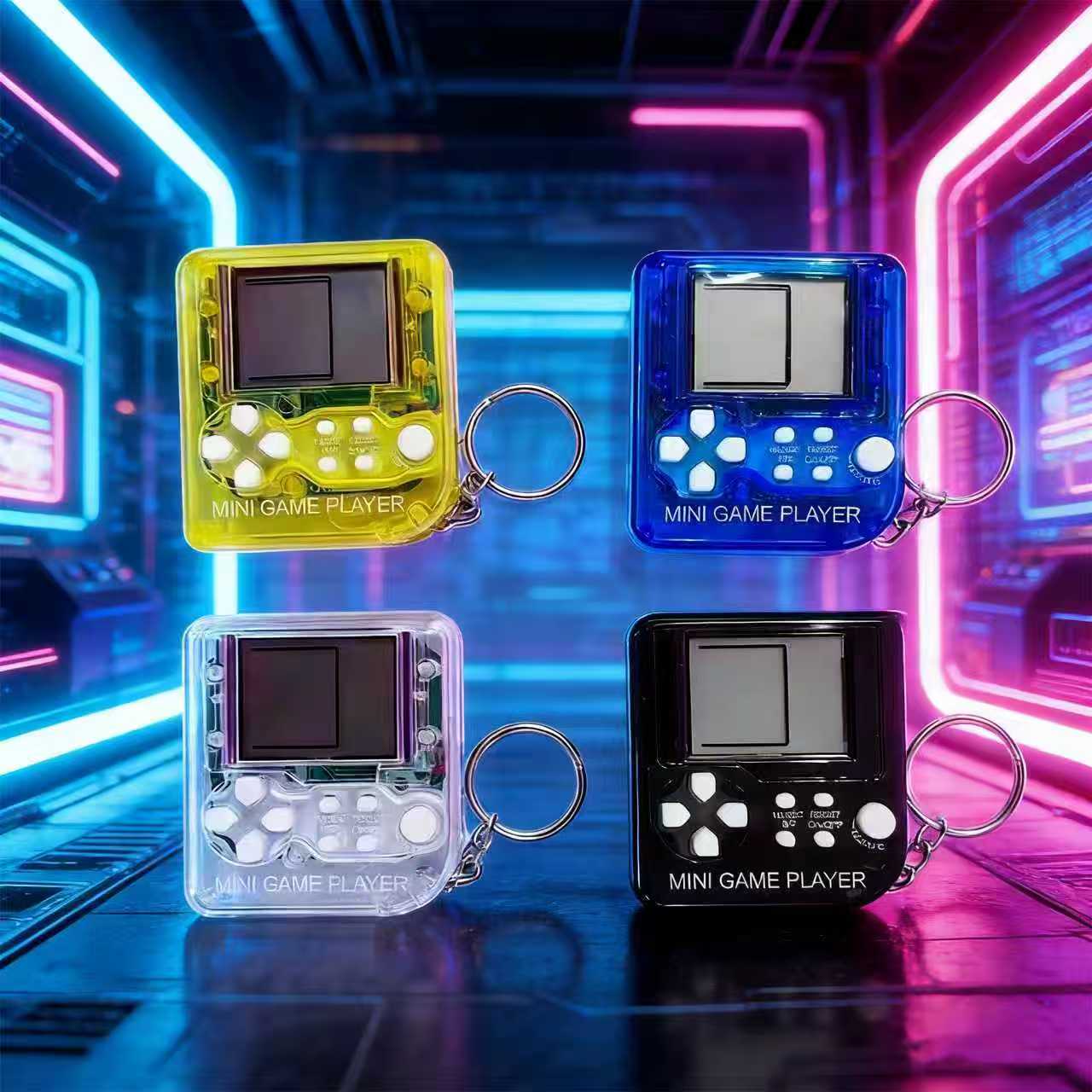 Gaming Console Keychain - เรโทร มินิคอนโซลเกมพกพาพวงกุญแจคลาสสิกเทตริสเครื่องเกมอิเล็กทรอนิกส์แบบพกพาของเล่นเพื่อการศึกษาสำหรับของขวัญเด็ก