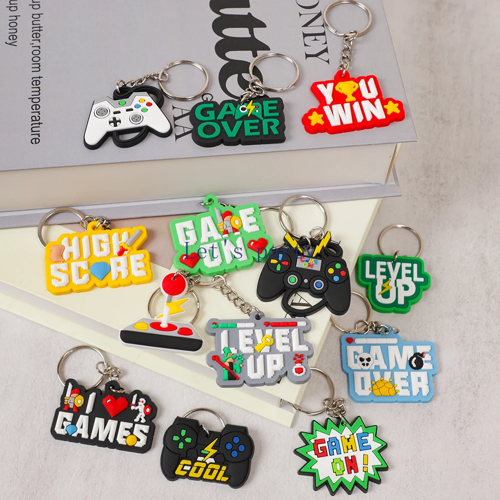 Gaming Console Keychain - 13 ชิ้นวิดีโอเกมธีมพวงกุญแจ PVC GamePad ระดับกระเป๋าเป้สะพายหลังจี้สําหรับ Boy