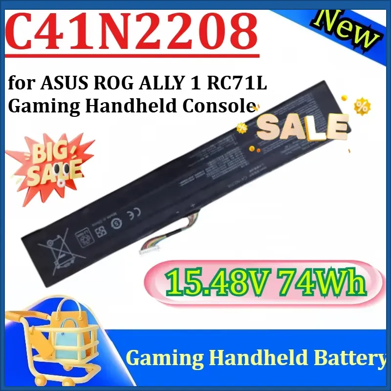 Gaming Console Rog Ally - แบตเตอรี่สำรองความจุสูงรุ่นใหม่ C41N2208 15.48V 74Wh สำหรับเครื่องเล่นเกมพกพา ASUS